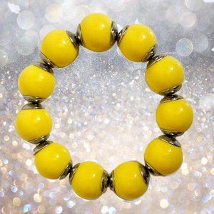 Yellow Beaded Stretch Bracelet